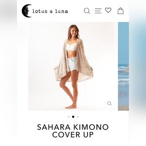 Lotus and Luna Sahara kimono cover up - light beige and white
